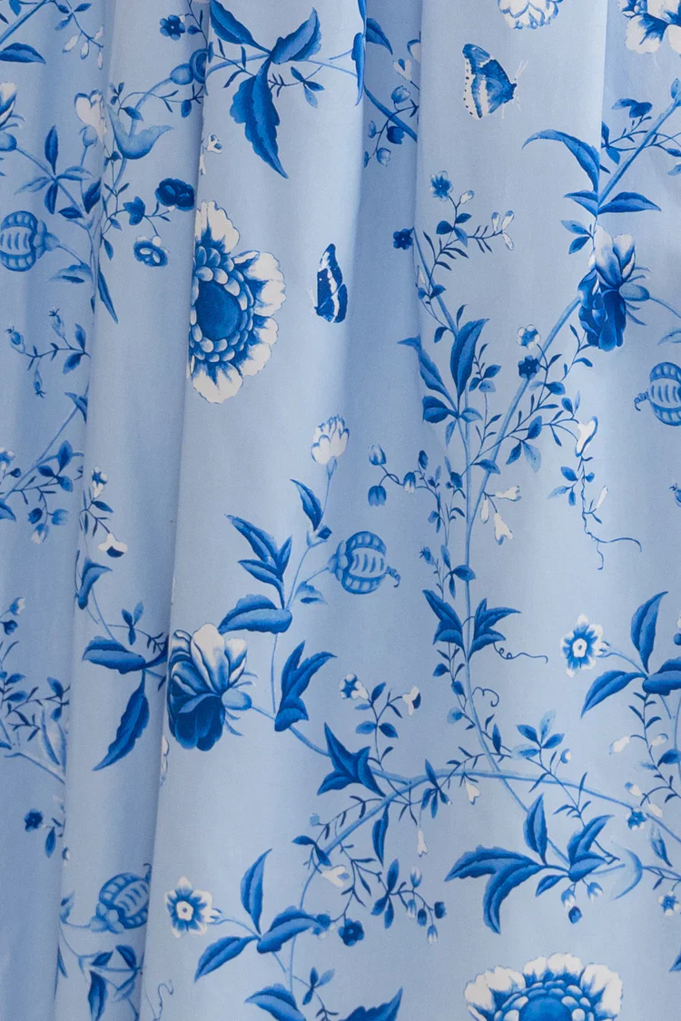 Abby Bodice with Straight Skirt Floor in Floral Vine Sateen - Image 3
