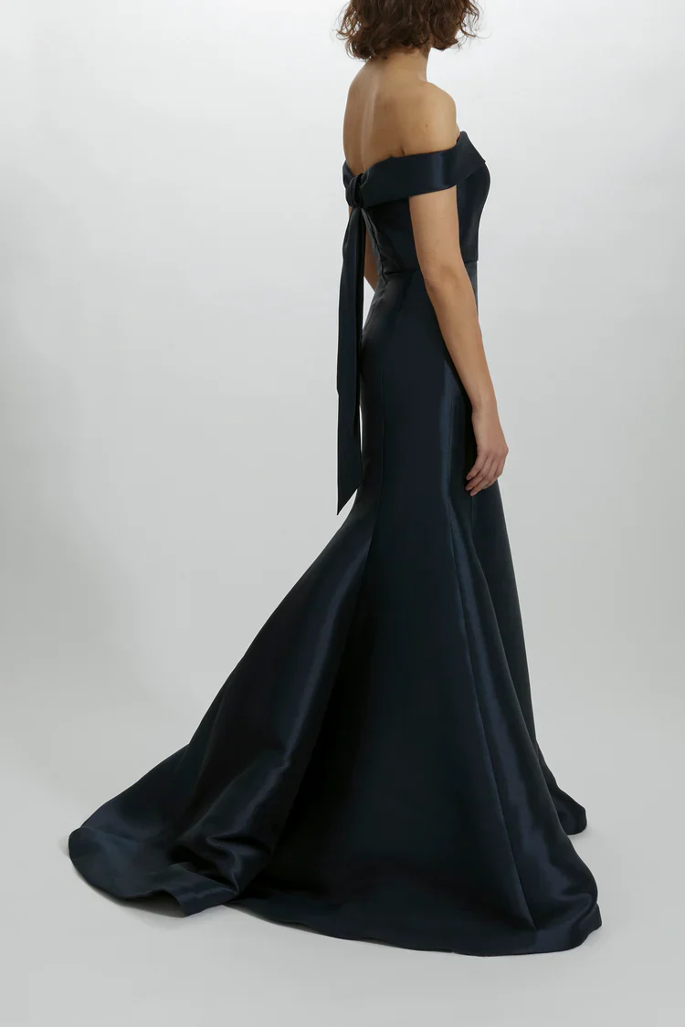 Amsale Evening Dress Bow Back Fit To Flare Gown P451M - Image 4