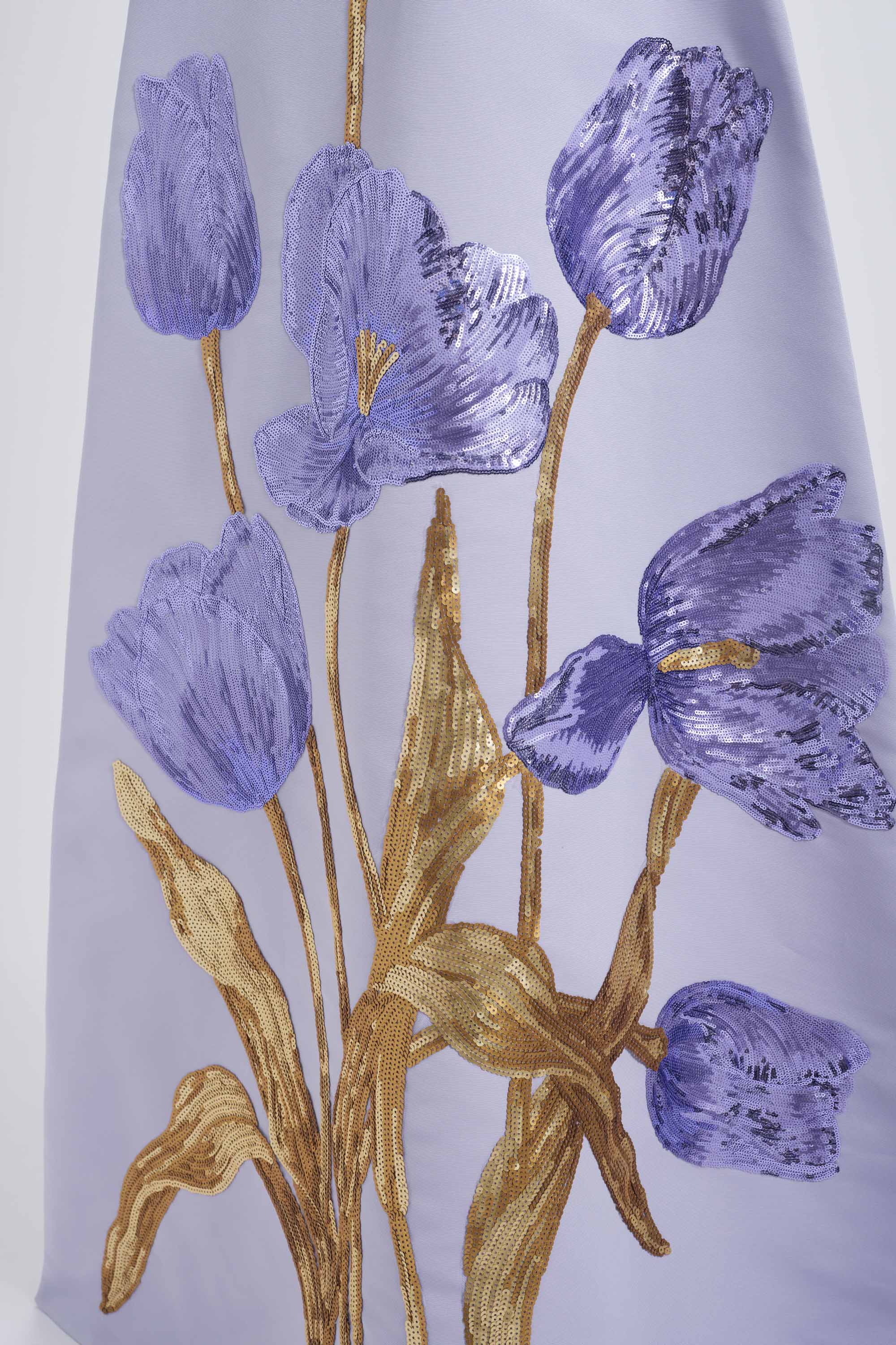 Amsale Evening Sequin Applique Column Dress P814A in Lilac - Image 3