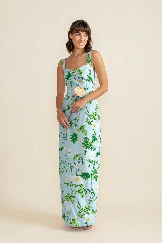 Grace Bodice with Straight Skirt in Camellia Jacquard