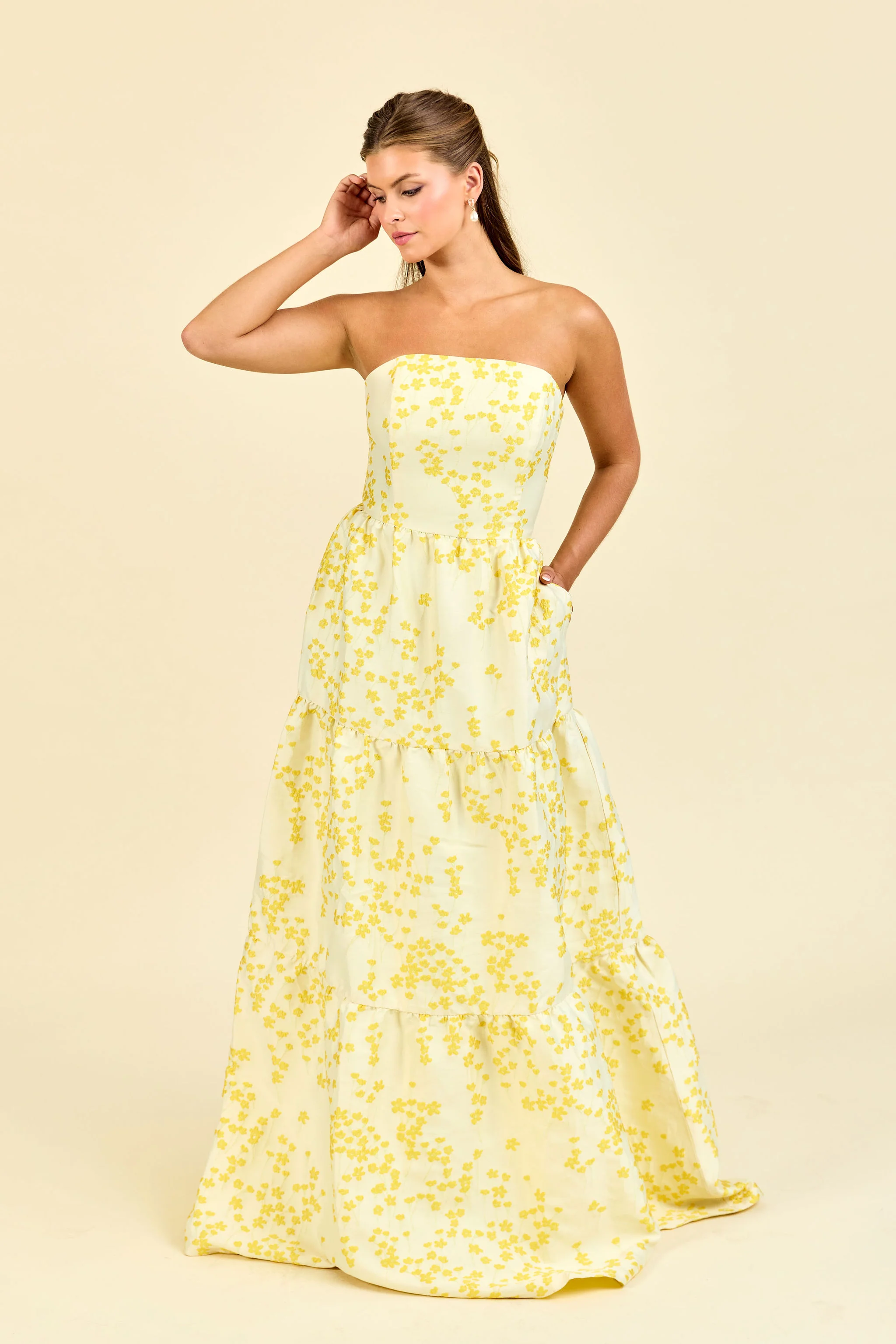 Hannah Bodice with Tiered Skirt in Daisy Jacquard