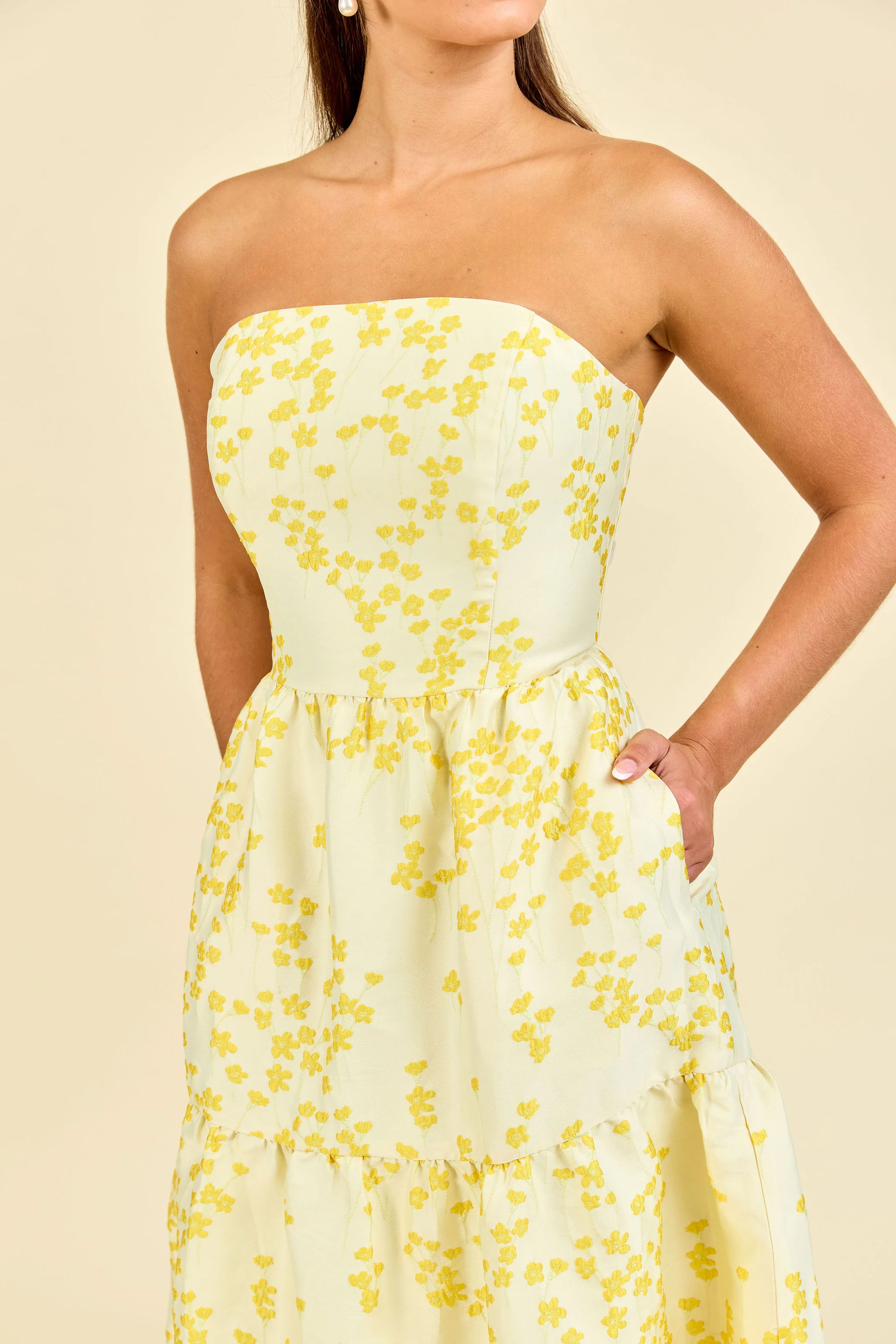Hannah Bodice with Tiered Skirt in Daisy Jacquard - Image 2