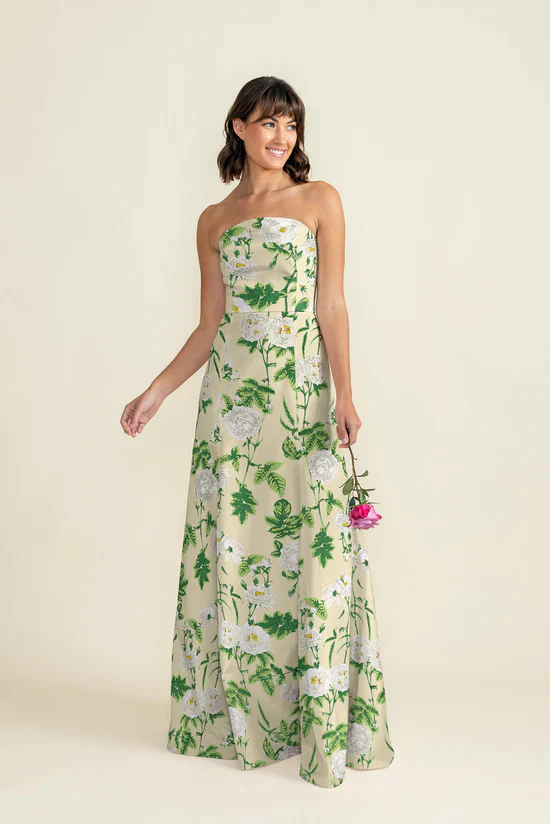 Hannah Bodice with Trumpet Skirt in Camellia Jacquard