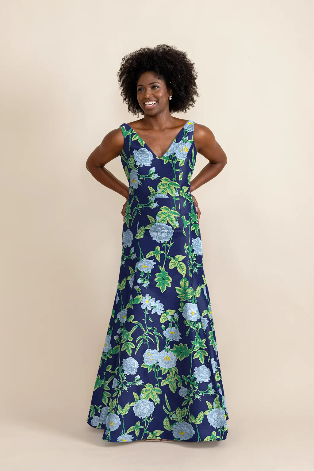 Harper Bodice with Trumpet Skirt in Camellia Jacquard