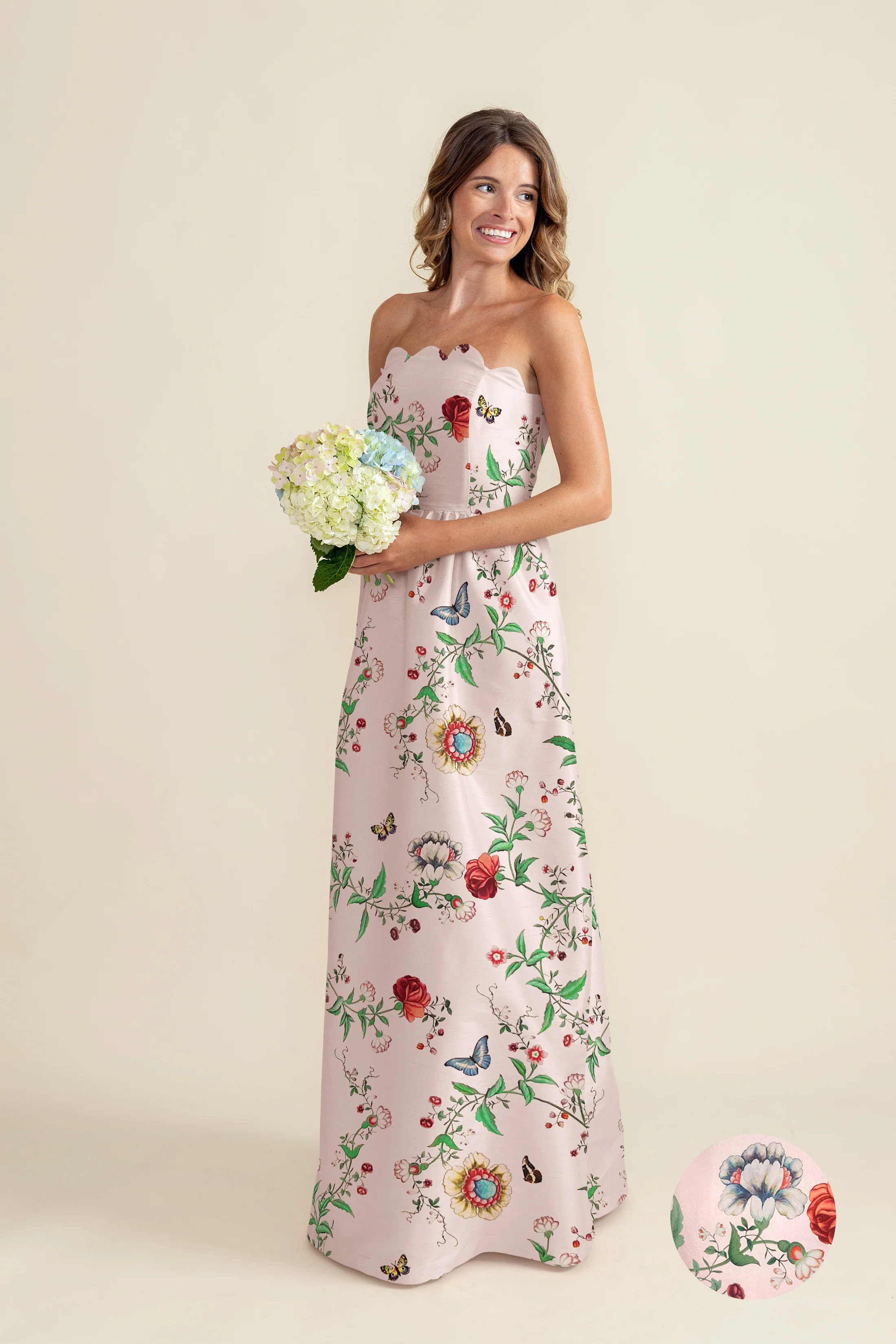 Hayes Bodice with Gathered Skirt Floor in Floral Vine Sateen - Image 2
