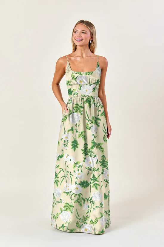 Jane Bodice with Gathered Skirt in Camellia Jacquard