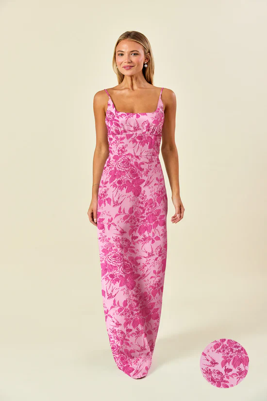 Jane Bodice with Straight Skirt in Garden Flora Jacquard - Image 2