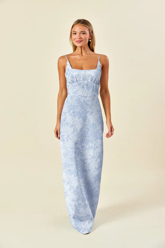Jane Bodice with Straight Skirt in Garden Flora Jacquard - Image 4