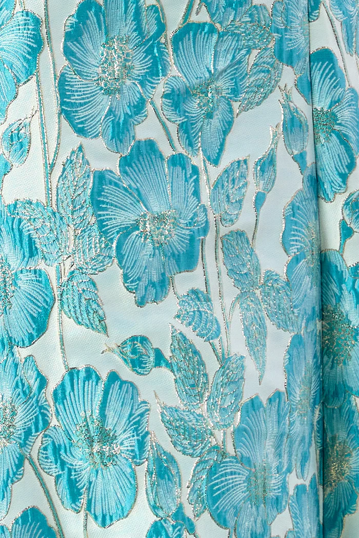 Julie Bodice with Flute Skirt in Metallic Floral Jacquard - Image 3