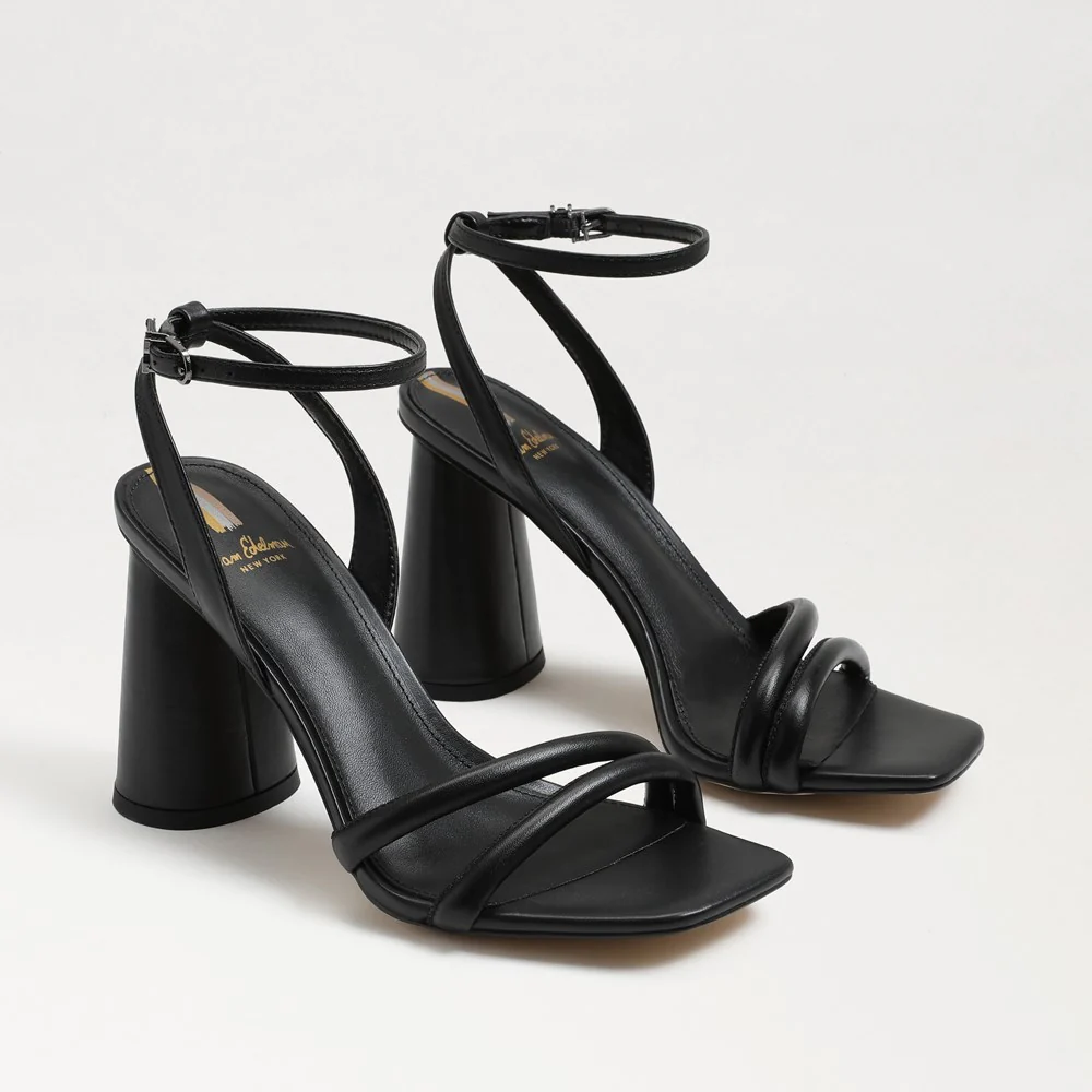 Kia Block Heel Sandal in Black Leather