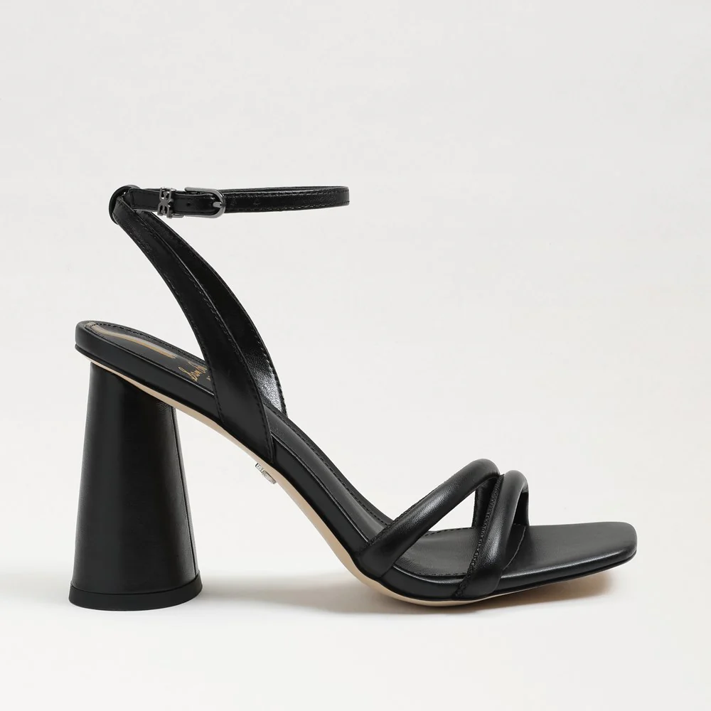 Kia Block Heel Sandal in Black Leather - Image 2