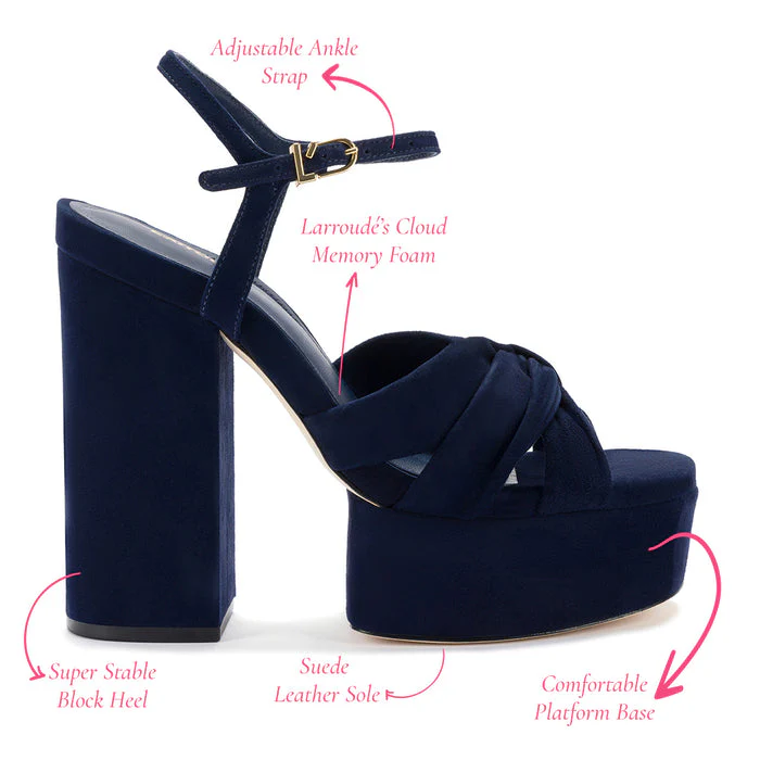 Vivienne Platform Sandal In Navy Suede - Image 5