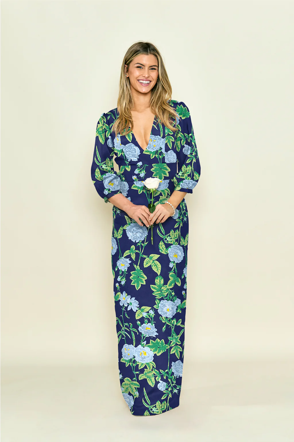 Lola Bodice with Straight Skirt in Camellia Jacquard