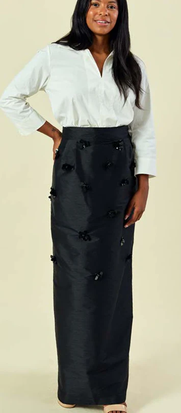 LulaKate Brunch Skirt in Embellished Shantung