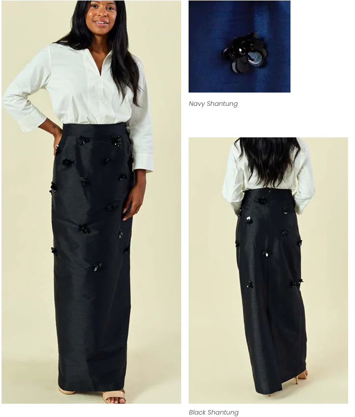 LulaKate Brunch Skirt in Embellished Shantung - Image 2