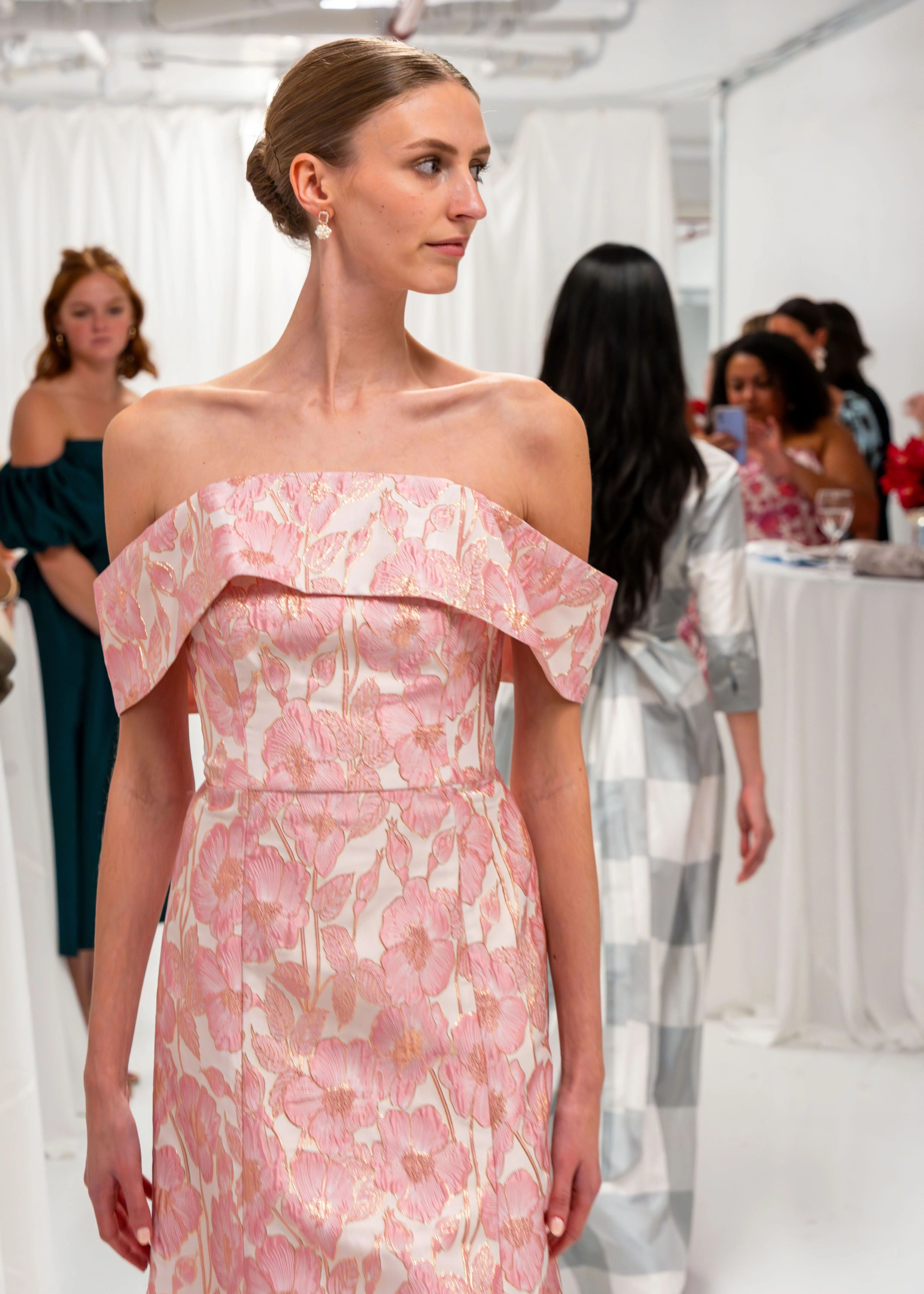 LulaKate Christy Evening Dress in Metallic Floral Jacquard - Image 7