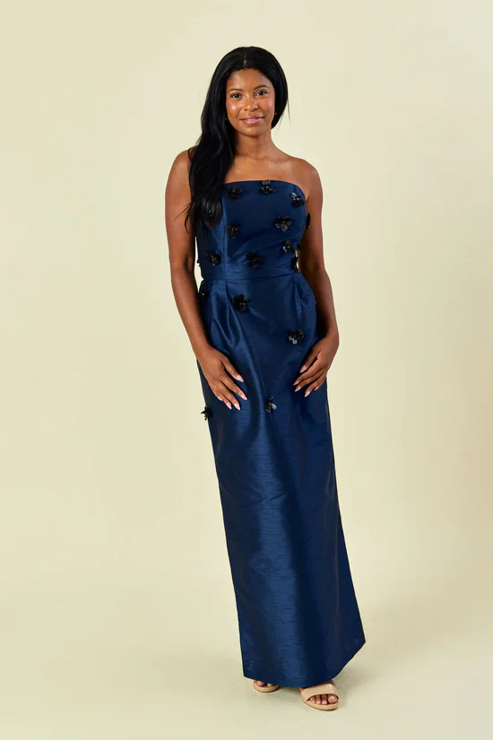 LulaKate Elizabeth Dress in Embellished Shantung