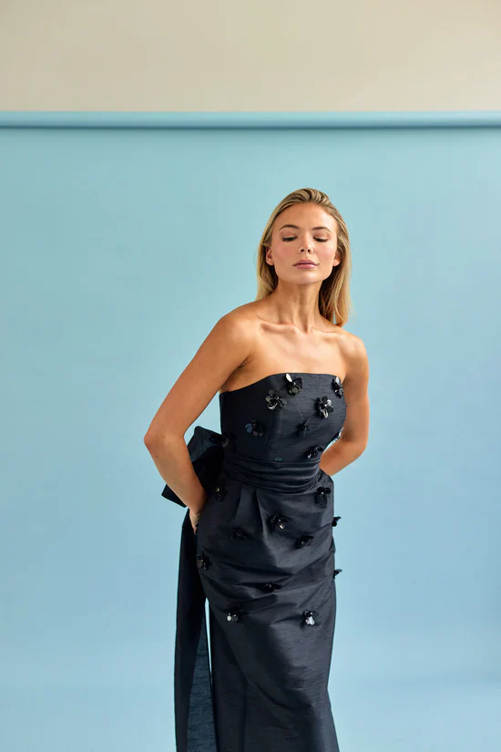 LulaKate Elizabeth Dress in Embellished Shantung - Image 4