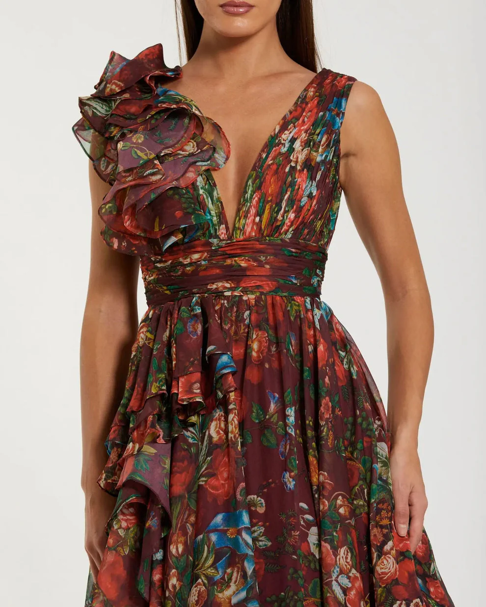 Mac Duggal Dress 68947 in Wine Multi - Image 2