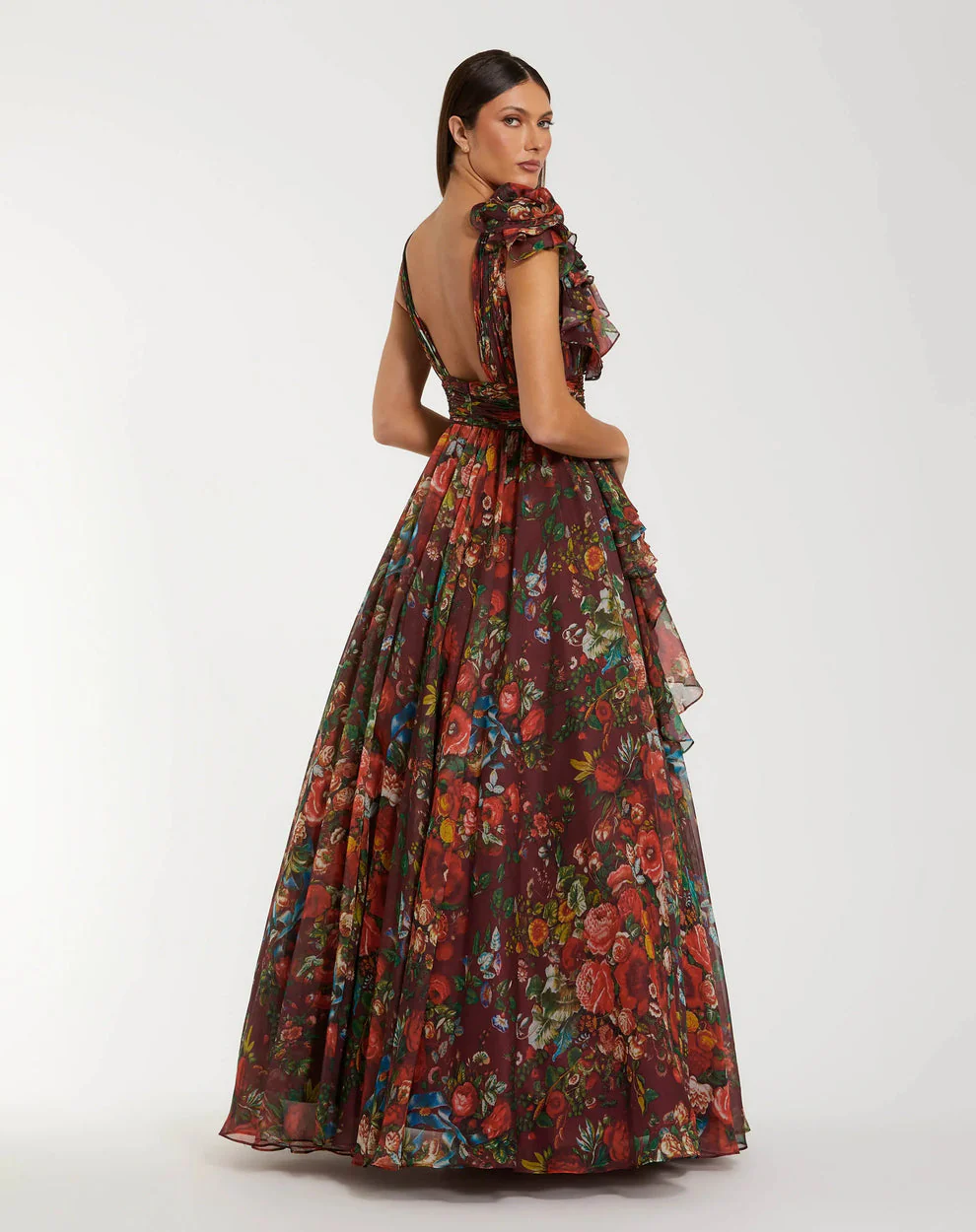 Mac Duggal Dress 68947 in Wine Multi - Image 3
