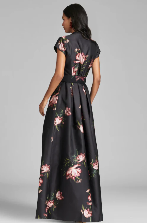 Sachin & Babi Marta Gown in Noir Bouquet - Image 4